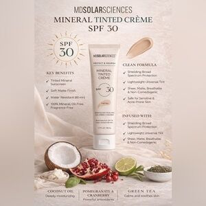 MDSolarSciences Mineral Tinted Creme SPF 30 Sunscreen 1.7oz Matte Vegan New
